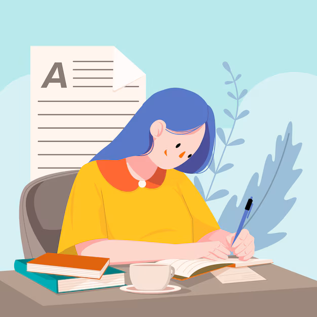 Niña escribiendo un ensayo
